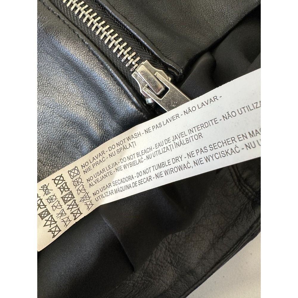 Zara Lambskin Leather Mini Skirt Black Zip Pockets Lined Medium - Picture 10 of 11